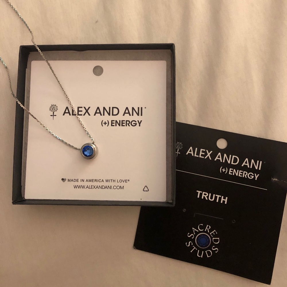 Alex and Ani Energy Blue Truth Adjustable Necklace